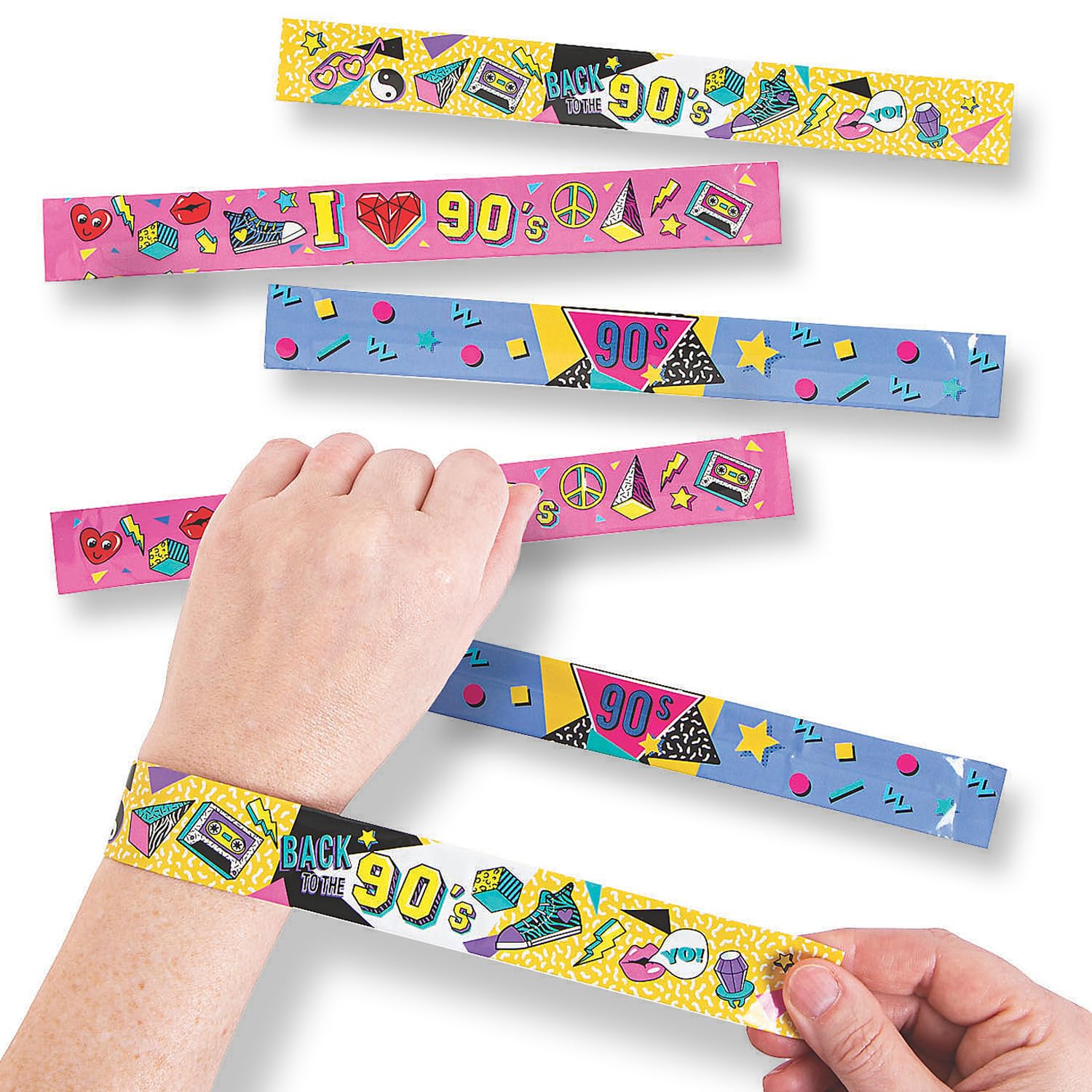 Amazon.com: Fun Express 90's Party Slap Bracelets (set of 12) I